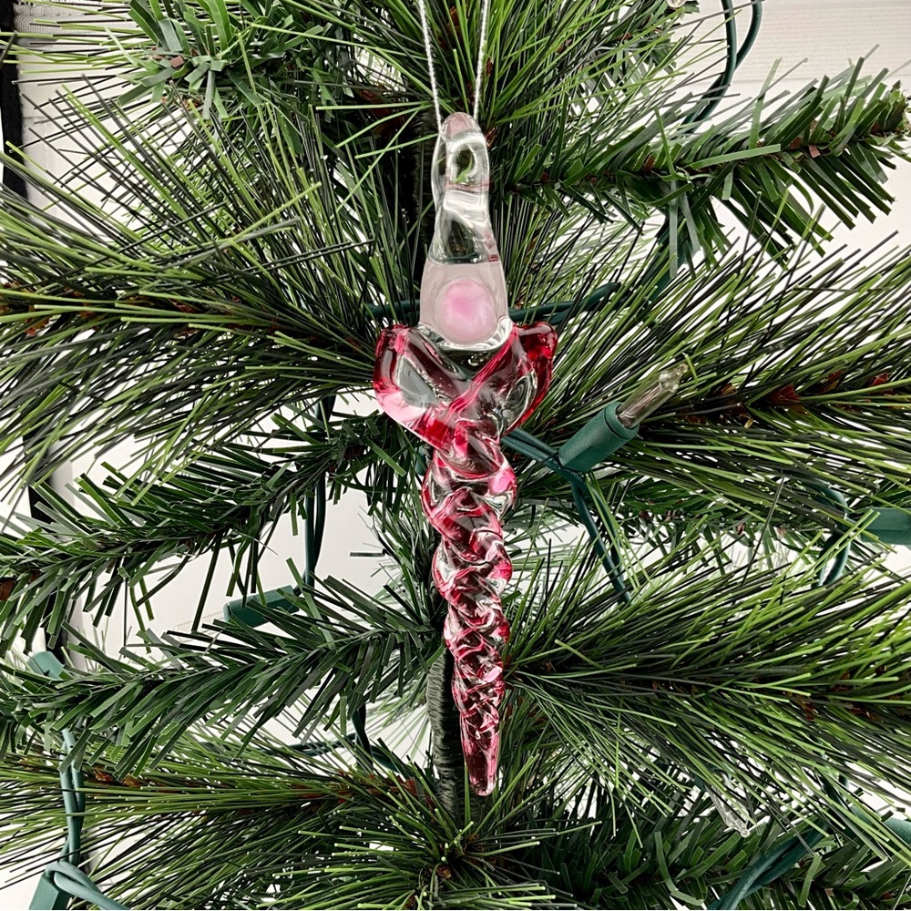 Handmade Ruby Gold Glass Icicle Ornaments